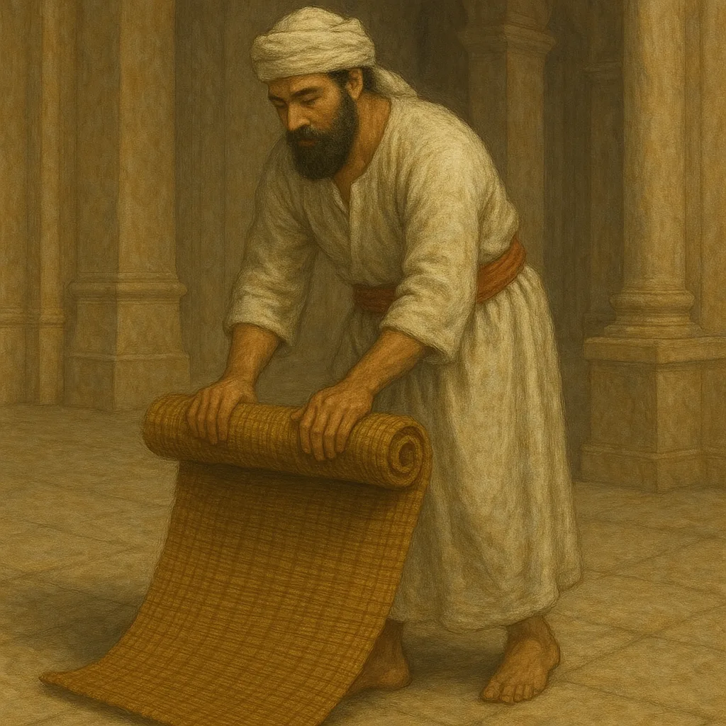 Man rolling up his mat