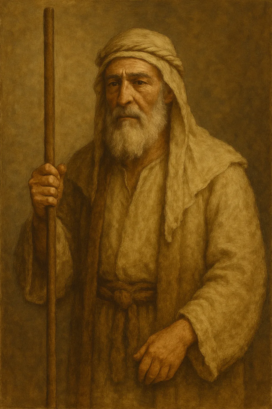 Shepherd holding a staff