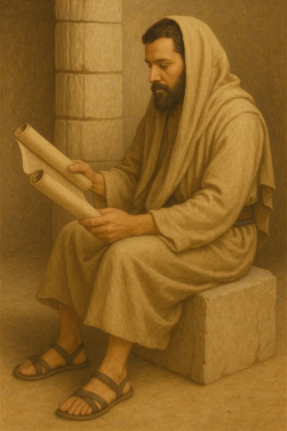 Man reading a scroll