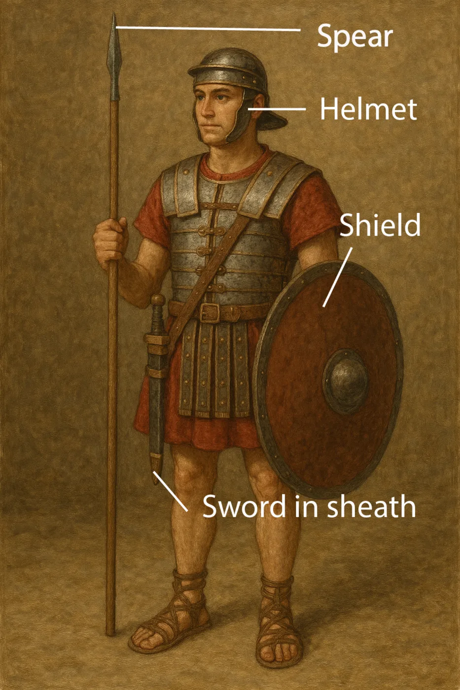 Body armor and weapons of a soldier