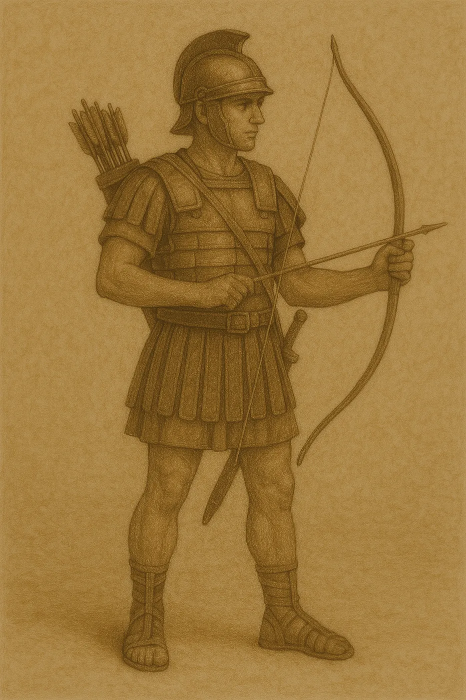 Warrior shooting an arrow from a bow