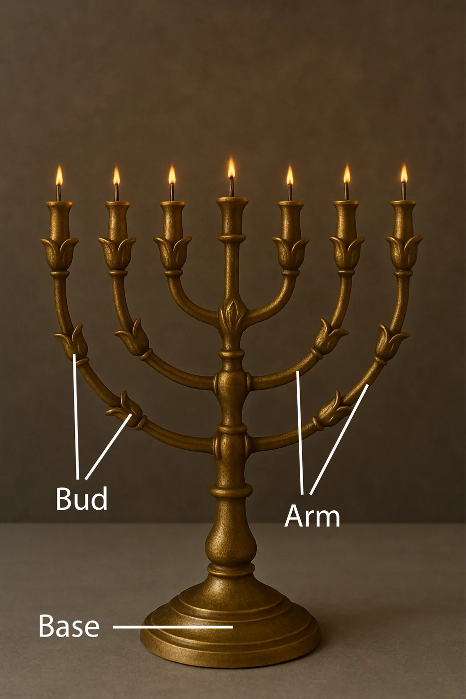 Drawing showing the parts of the branch of a lampstand (menorah)