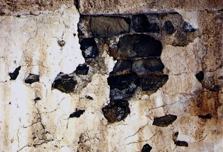 Plaster covering a stone wall
