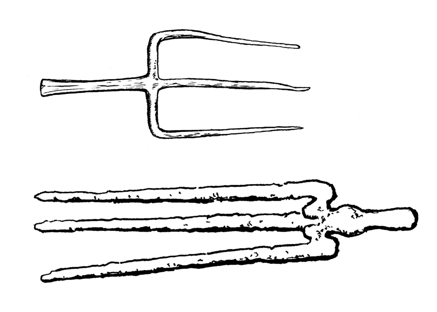 Three-pronged fork heads