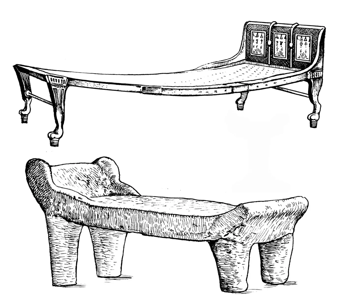 Drawing of beds made of different materials