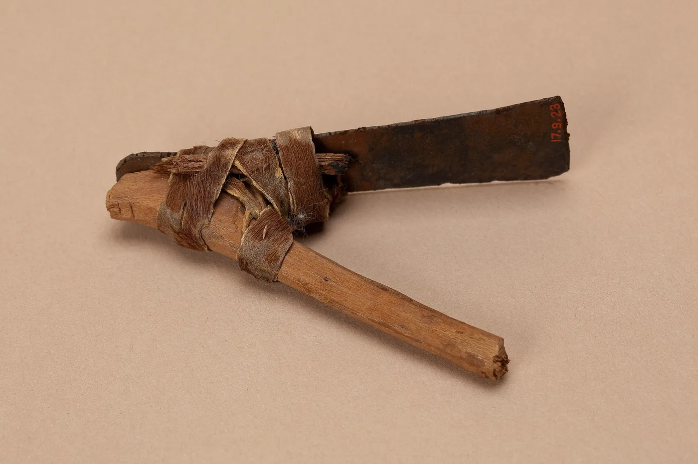 Adze with wooden handle