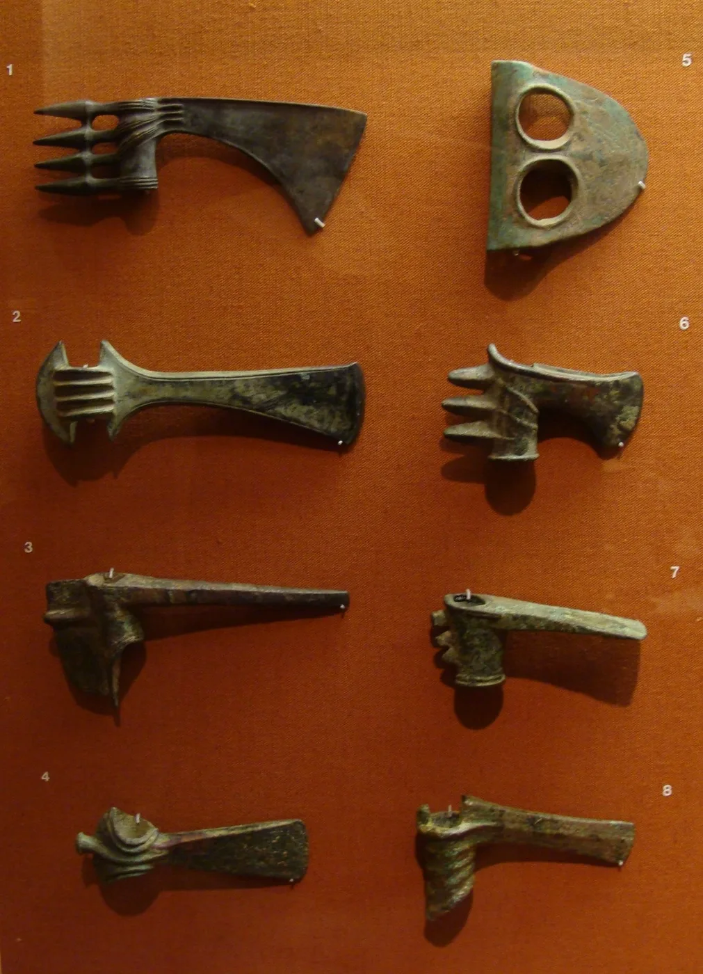 Various bronze socketed axe and adze heads, Syria and Iran (2nd-1st millenia BCE, San Antonio Museum of Art, Near Eastern collection)
