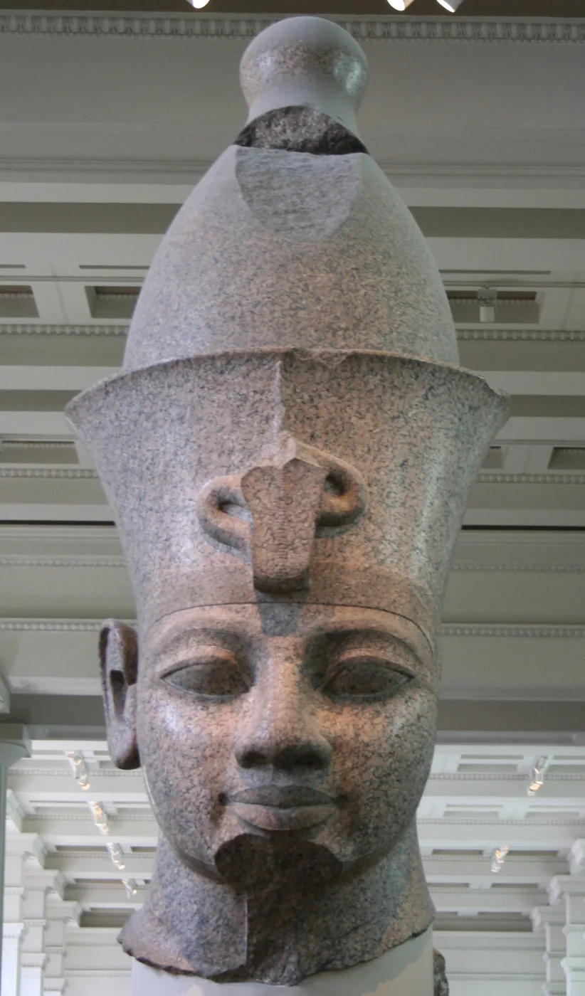 Double crown uniting the scorpion-shaped crown of Lower Egypt and the bottle-shaped crown of Upper Egypt