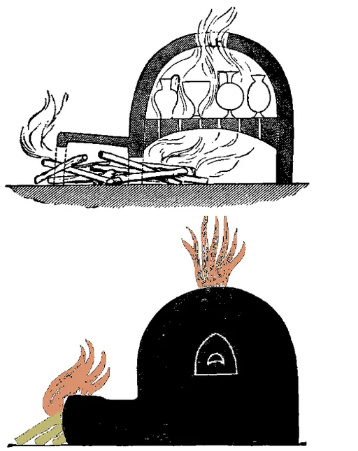 Cross section of a pottery kiln