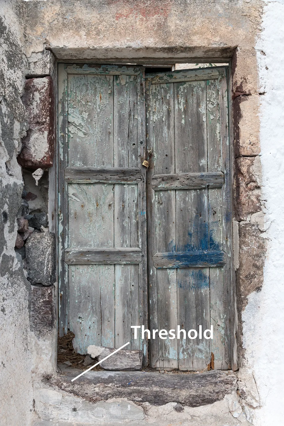 Threshold of an old doorway in Santorini