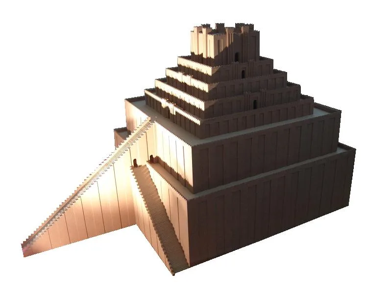 A model of a Babylonian ziggurat (Model of Etemenanki, Pergamonmuseum, Berlin)