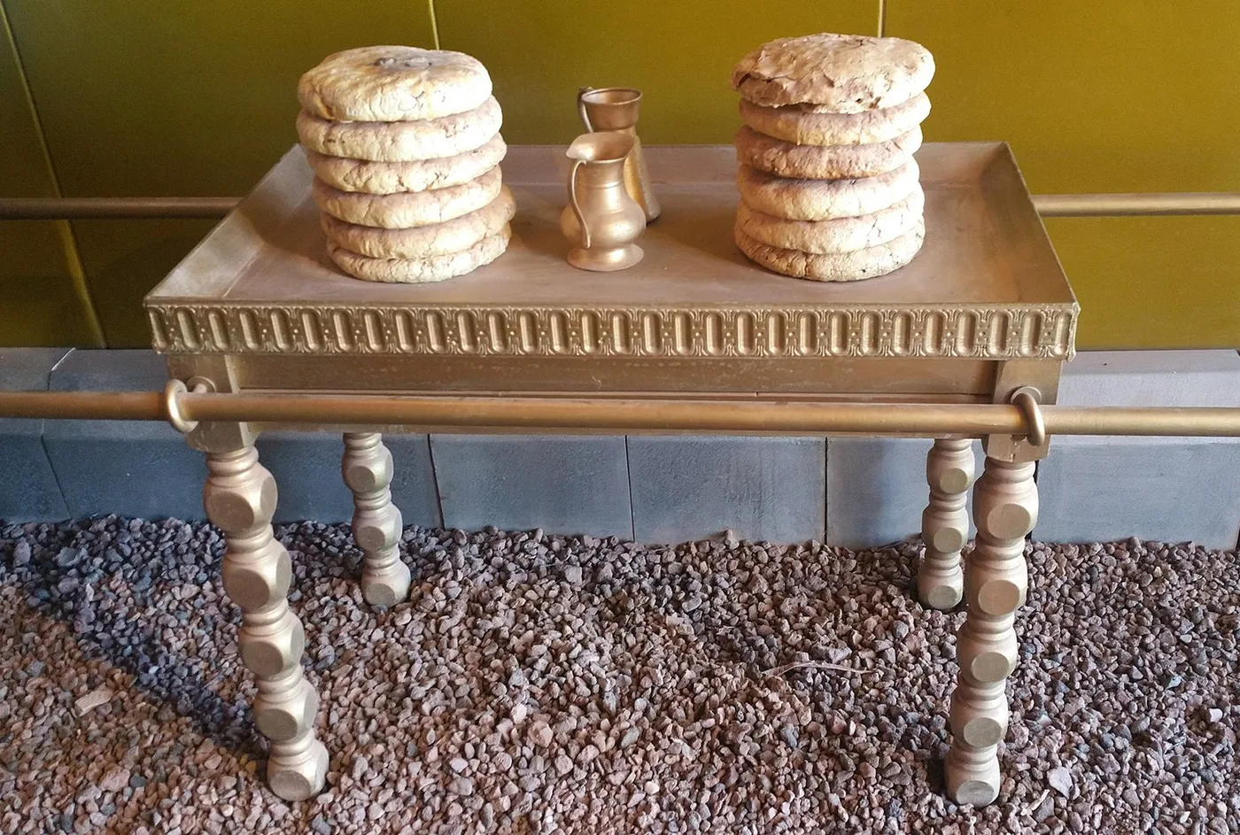 Table with loaves of the showbread, or 'bread of the presence' (Timnah Park)
