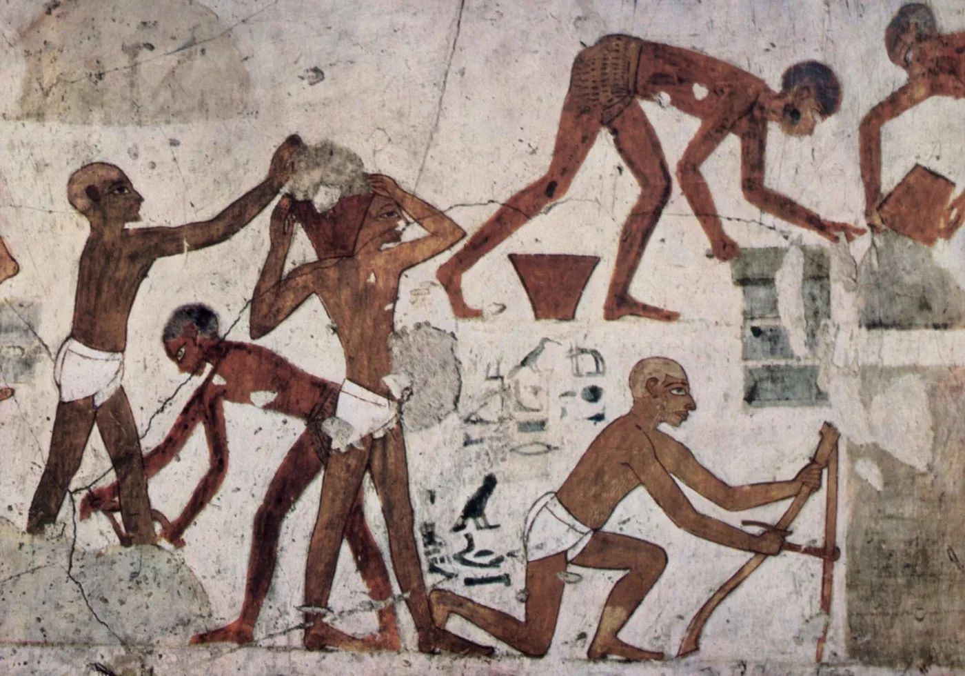 Workers wearing loincloths