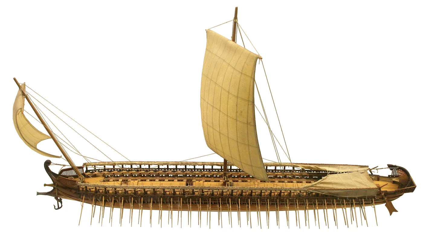 A Greek warship with many oars