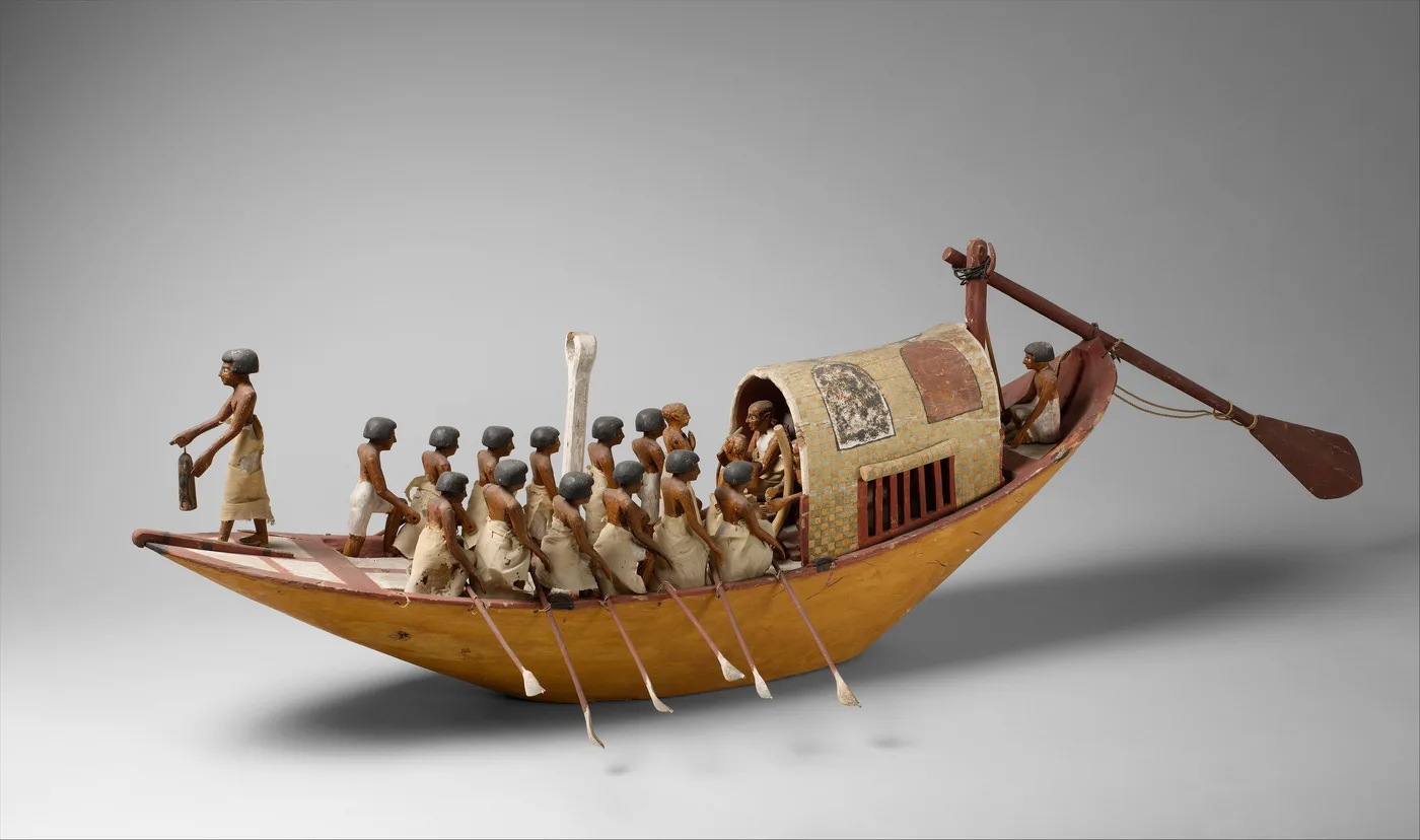 Boat propelled and steered by oars (Egyptian, ca. 1981–1975 BCE)
