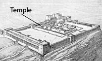 Herod's temple at time of Christ, showing the bridge supported by Wilson's arch at the center left