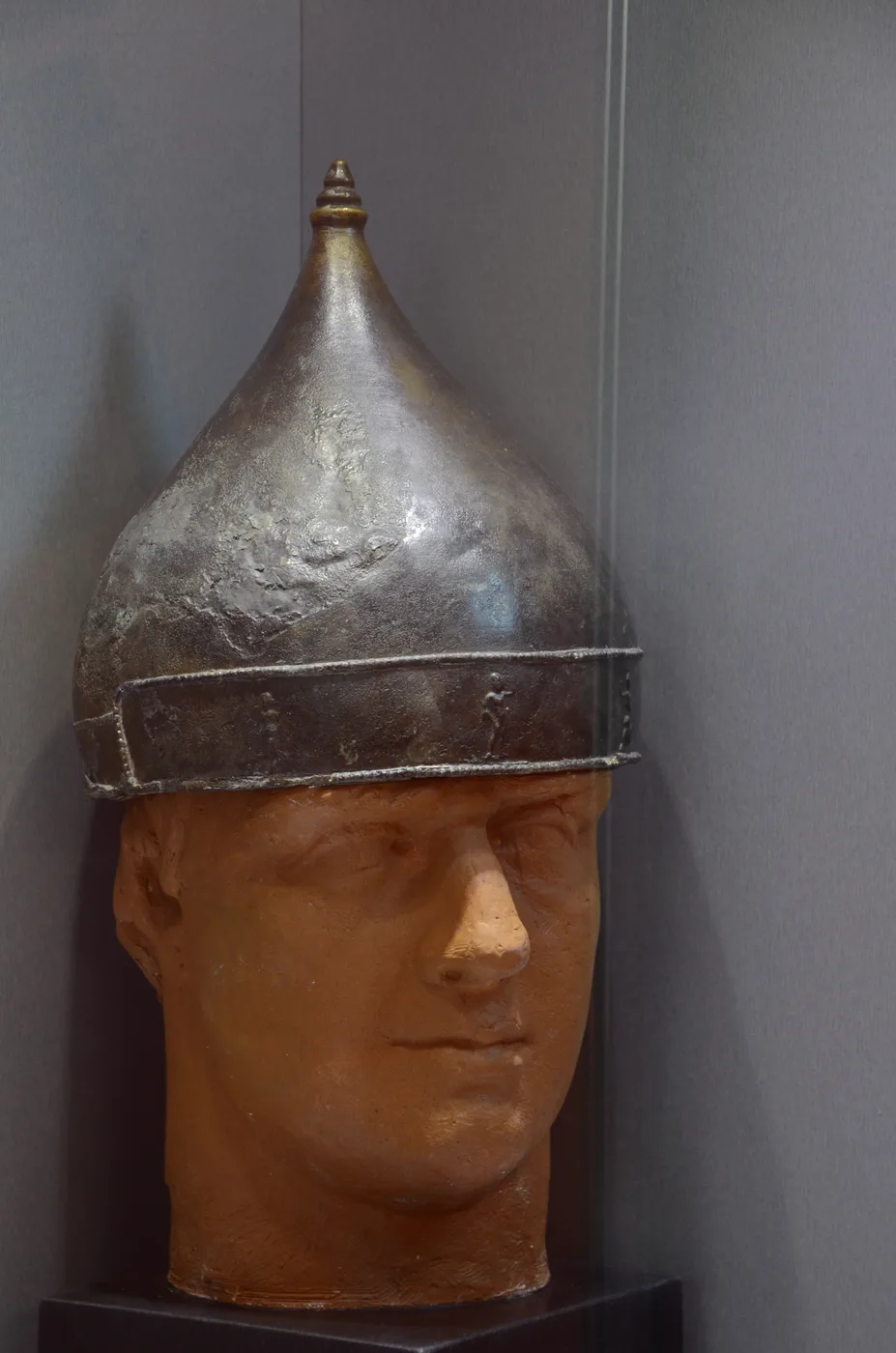 Picture of a helmet worn by a soldier